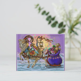 Cartão Postal De Festividades Yule Goat Holiday Magic