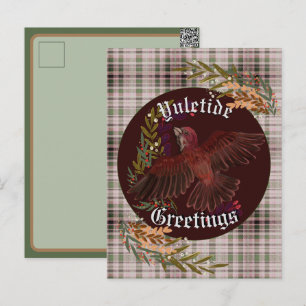 Cartão Postal De Festividades Yuletide Saudações Purple Finch