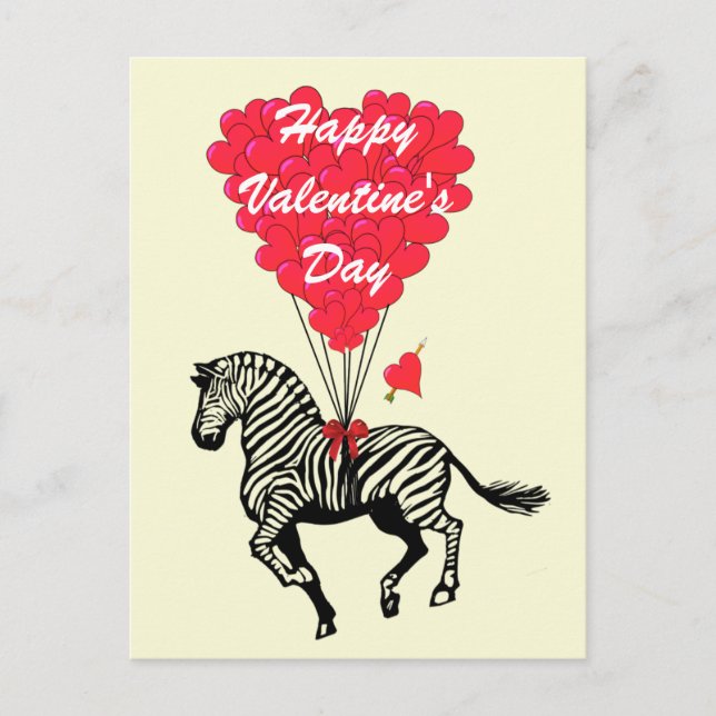 Cartão Postal De Festividades Zebra  kids Valentines (Frente)