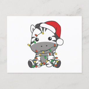 Cartão Postal De Festividades Zebra Natal Animais de inverno Férias Zebras