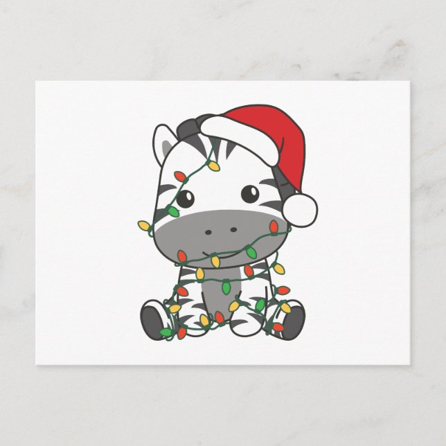 Cartão Postal De Festividades Zebra Natal Animais de inverno Férias Zebras (Frente)