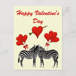 Cartão Postal De Festividades zebras românticas e Namorados de copas