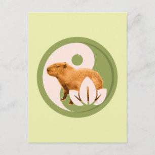 Cartão Postal De Festividades Zen Capybara Yin Yang