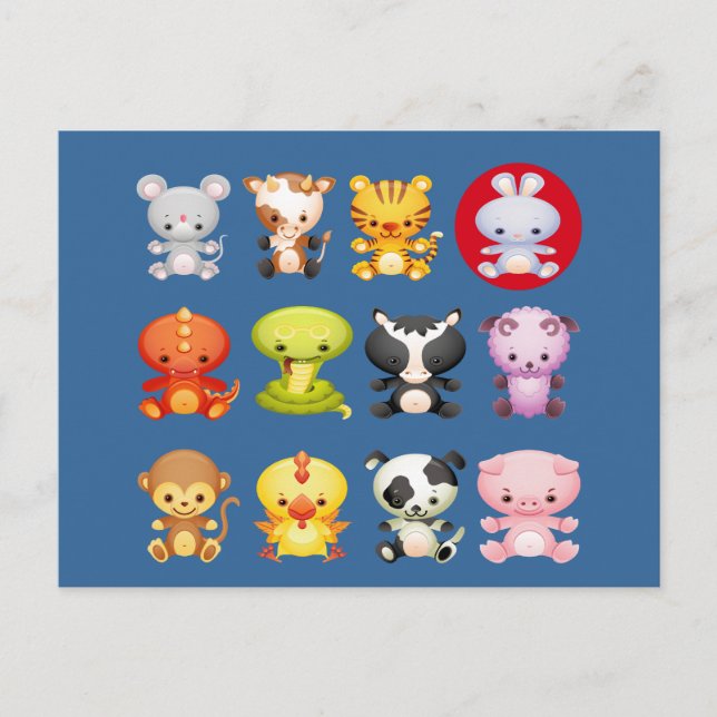 Cartão Postal De Festividades Zodíaco chinês Ano do Coelho (Frente)