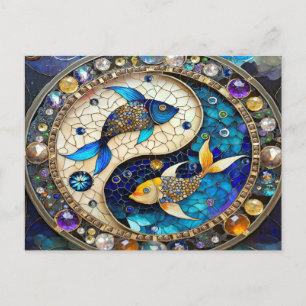 Cartão Postal De Festividades Zodíaco - Peixes Yin e Yang