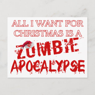 Cartão Postal De Festividades Zombie de Natal Apocalypse