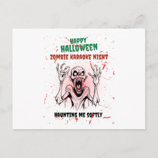 Cartão Postal De Festividades Zombie Karaoke Night – Funny Halloween Party