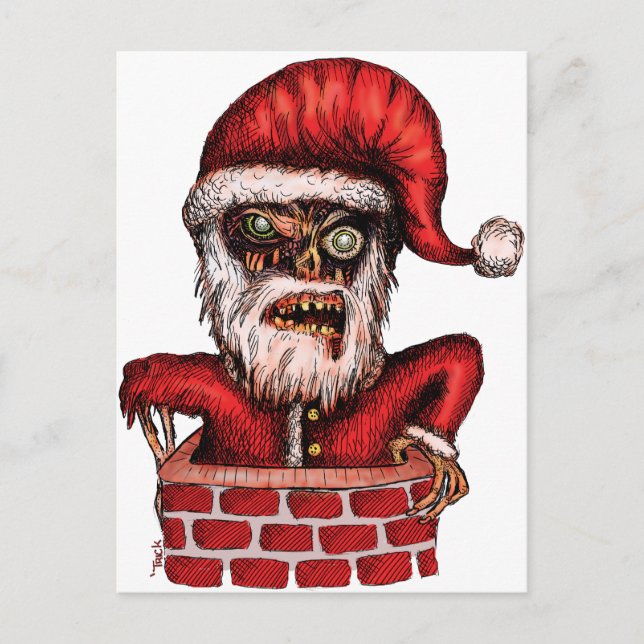 Cartão Postal De Festividades Zombie Santa (Frente)