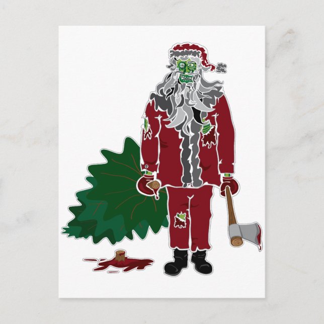 Cartão Postal De Festividades Zombie Santa Claus (Frente)