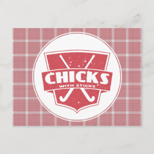 Cartão Postal de Field Hockey Chicks With Sticks