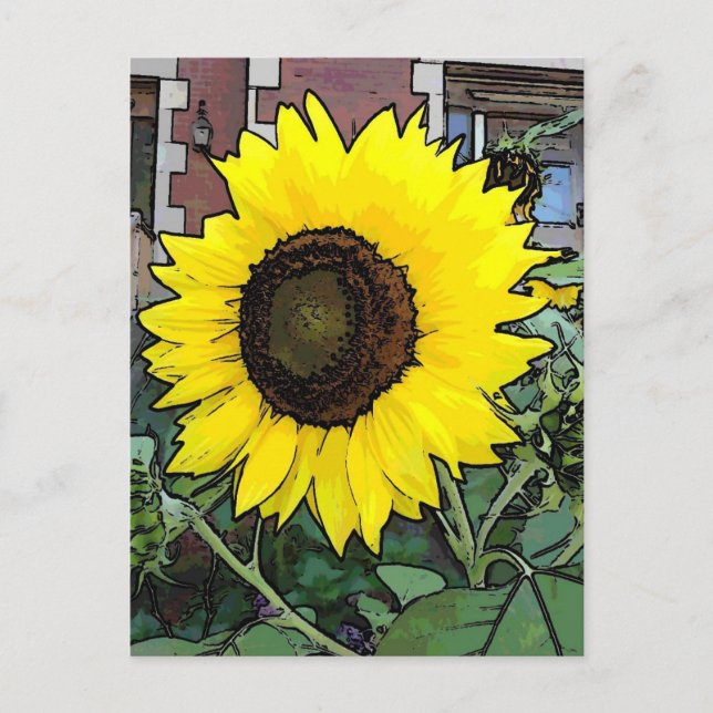 Cartão postal de flor amarela grande (Frente)