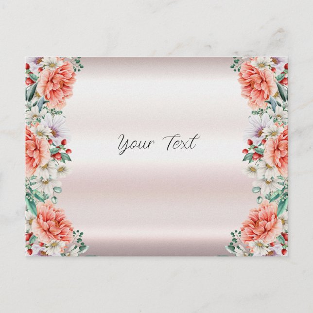 Cartão Postal de Flor de Peony de Aquarela (Frente)