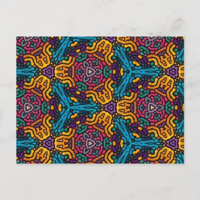 Cartão postal de flores caleidoscópio (Frente)