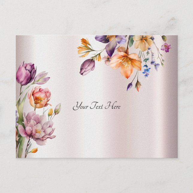 Cartão Postal de Flores Coloridas da Primavera (Frente)