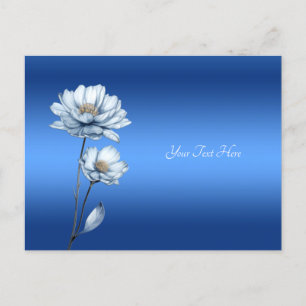 Cartão Postal de Flores em Aquarela Azul