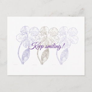 Cartão Postal de Flores Minimalistas Desenhadas à