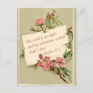 Cartão postal de flores rosa vintage com versículo