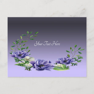 Cartão Postal de Flores Roxas em Aquarela