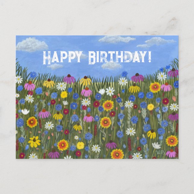 Cartão postal de flores silvestres com Margaridas (Frente)