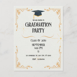 Cartão Postal de Formatura Branco Minimalista