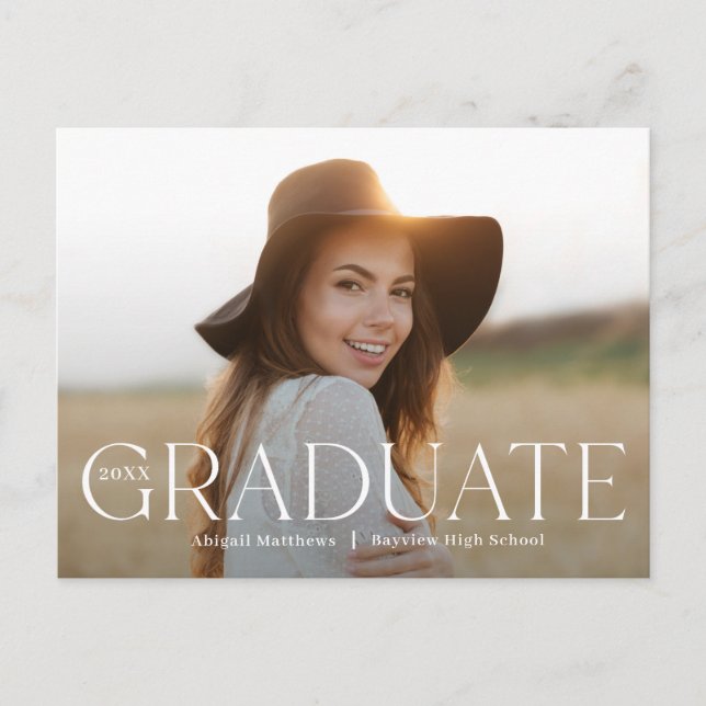Cartão postal de formatura com graduação de cor ed (Frente)