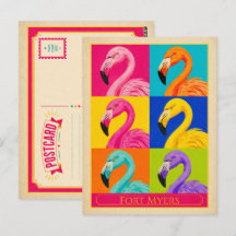Cartão Postal de Fort Myers Flórida Flamingo Vinta