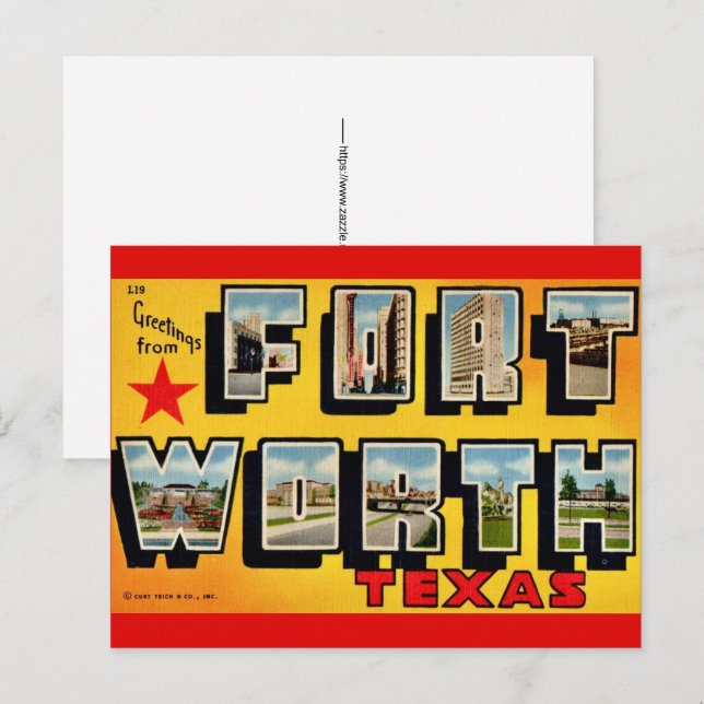 Cartão postal de Fort Worth TX (Frente/Verso)