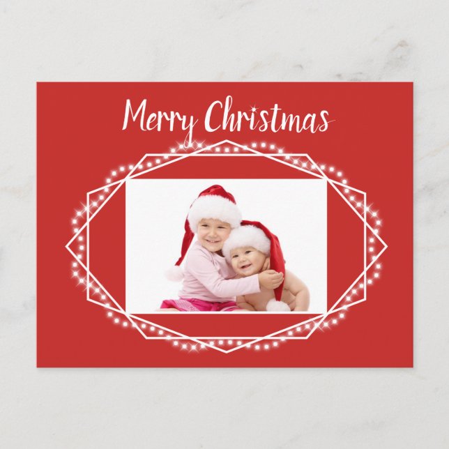 Cartão Postal de Foto com Brilho de Férias Geométr (Frente)