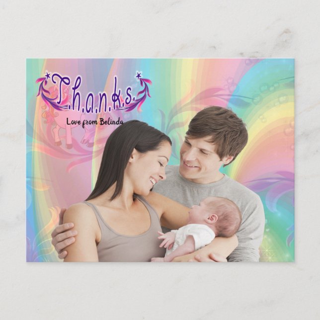 Cartão postal de foto de agradecimento da menina (Frente)