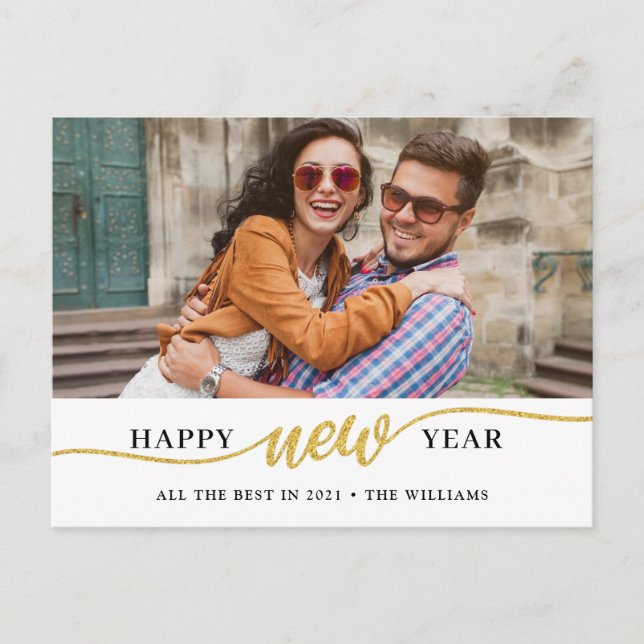 Cartão Postal de Foto de Ano Novo Feliz (Frente)