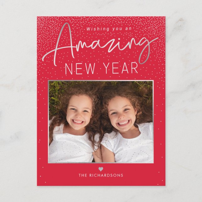 Cartão Postal de Foto de Ano Novo Feliz Moderno In (Frente)