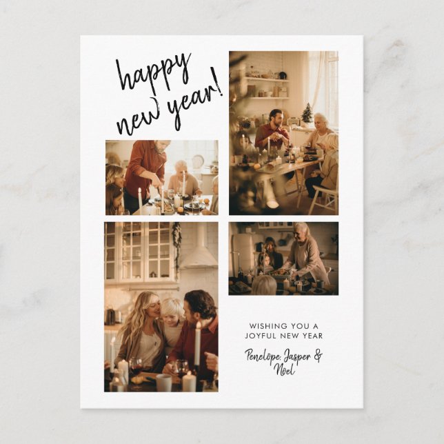 Cartão postal de Foto de Ano Novo Moderno (Frente)
