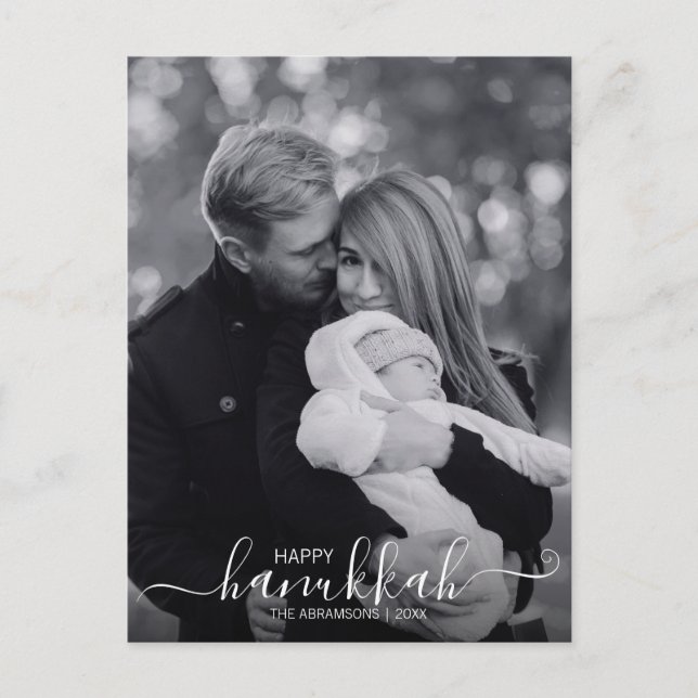 Cartão postal de foto de férias Feliz Hanukkah (Frente)
