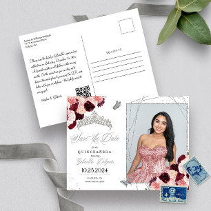 Cartão Postal de Foto de Quinceañera com Tiara Bur