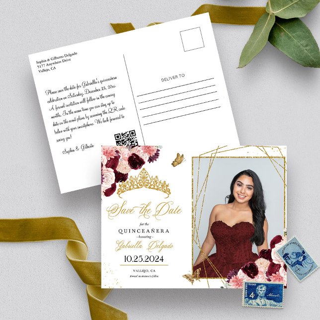 Cartão Postal de Foto de Quinceañera com Tiara Bur (Criador carregado)