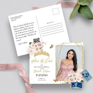 Cartão Postal de Foto de Quinceañera com Tiara Ros