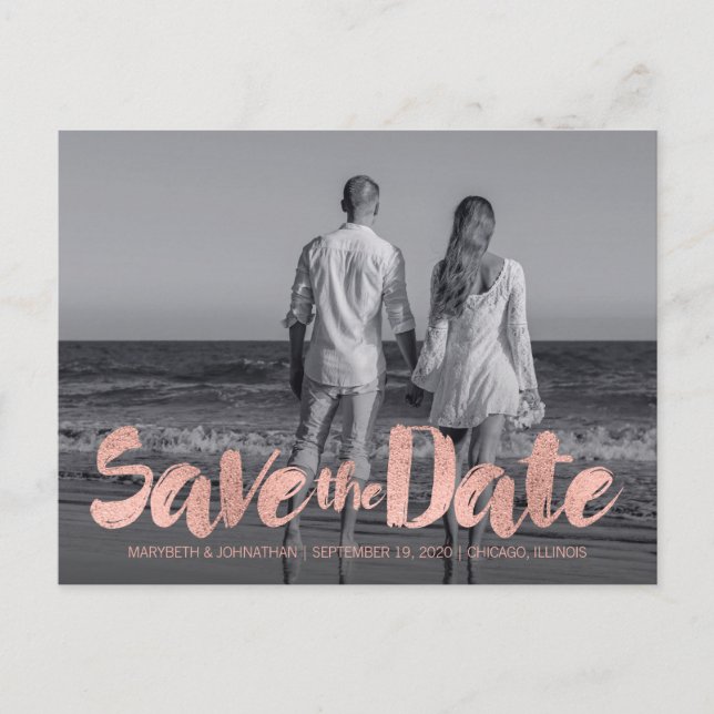 Cartão Postal de Foto de Save The Date de Amor em  (Frente)