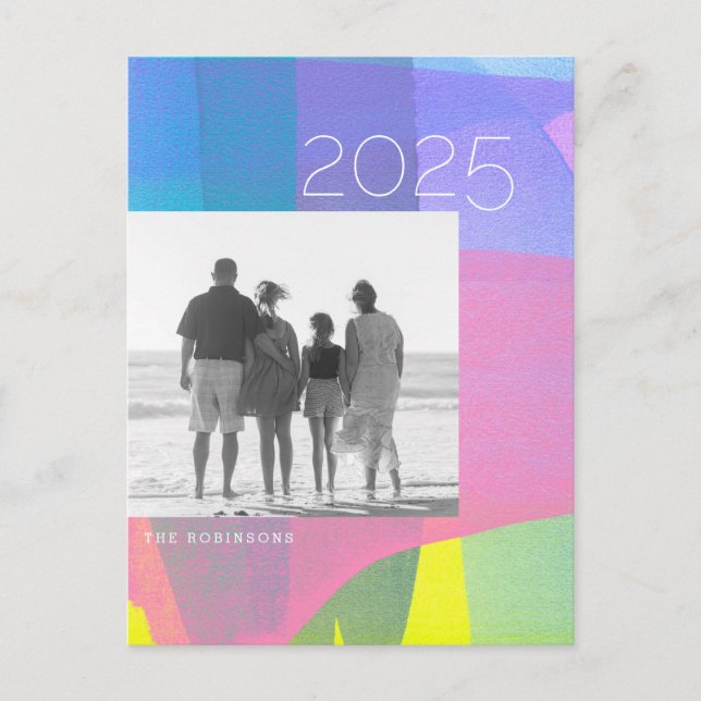 Cartão postal de foto do Ano Novo 2025 Camadas Pin (Frente)