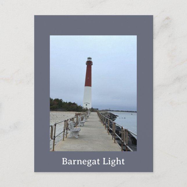 Cartão Postal de Foto do Farol de Barnegat Light (Frente)