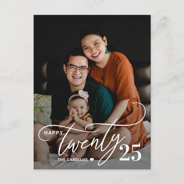 Cartão postal de foto encantador do Ano Novo dos V (Frente)