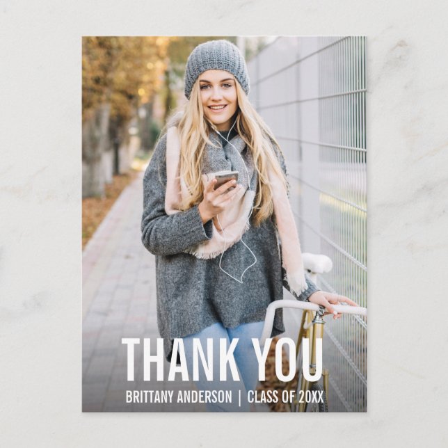 Cartão postal de foto moderna de agradecimento de  (Frente)