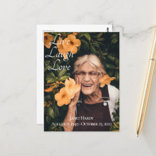 Cartão postal de funeral Live Laugh Love