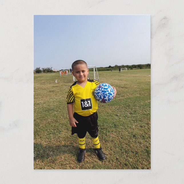 Cartão postal de futuro astro do futebol (Frente)