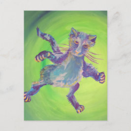 cartão postal de gato azul voador