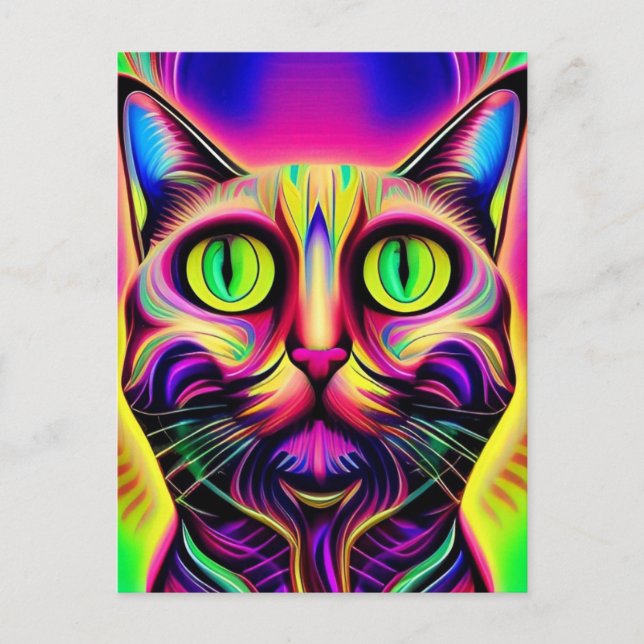 cartão postal de gato curioso (Frente)