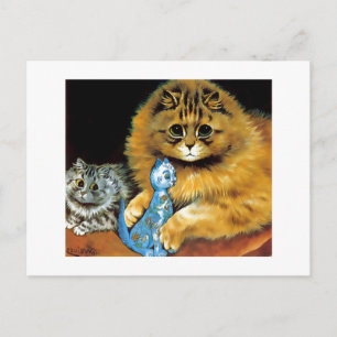 Cartão postal de gato de boneca Vintage