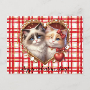 Cartão postal de gato de dia de os namorados