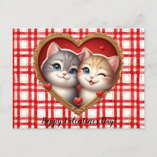 Cartão postal de gato de dia de os namorados