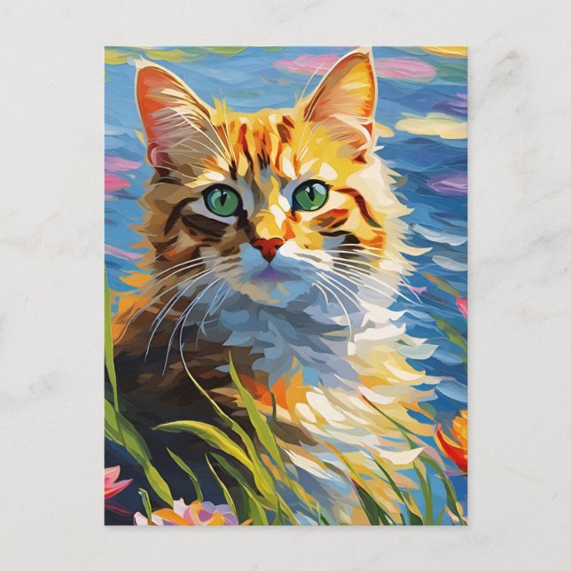 Cartão postal de Gato de Estilo Monet (Frente)