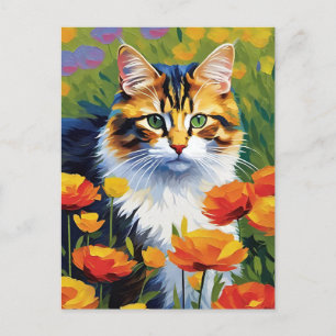 Cartão postal de Gato de Estilo Monet